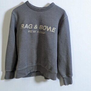 Rag & Bone Loopback Logo Print Crew Neck Sweatshirt, Men's Size L, Black